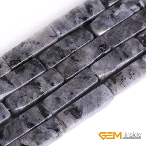 Vista 5 de GEM-Inside - Cubo cuadrado de piedra de larvikita negra natural de 0.157 x 0.512 in, columna cuboidea, cuentas de chakra para fabricación de joyas