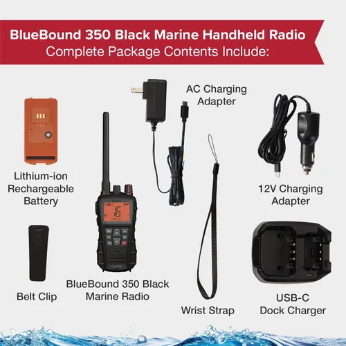 Vista 6 de Cobra BlueBound 350 VHF - Radio marina portátil, color negro, 6 vatios