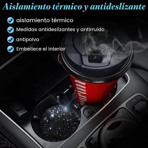 Vista 5 de 2 PCS Insertos Universales con Brillos para Portavasos de Vehículo Posavasos Accesorios Interiores de Automóvil, 2.75 pulgadas Silicona