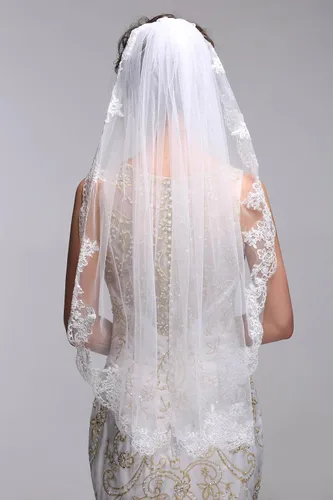 Vista 2 de GEORGE BRIDE Simple Elegent Lace Appliques Wedding Veil