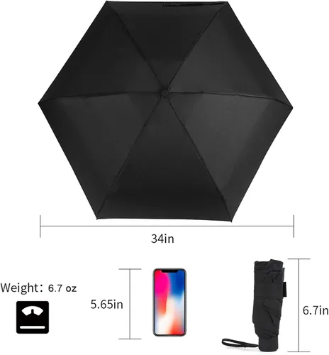 Vista 3 de GAOYAINIG - Mini paraguas pequeño con estuche de diseño ligero y compacto, perfecto para viajes, sombrilla portátil ligera para exteriores