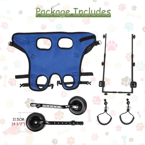 Vista 5 de Lightweight Portable Dog Wheelchair, 2-Wheel Pet Stroller, Breathable Mobility Aid for Small Dogs with Back Leg Support,M