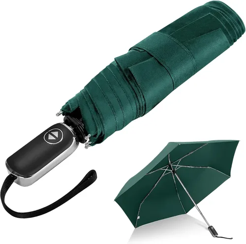 Vista 49 de LEAGERA Paraguas de viaje compacto para bolso, mango plano, impermeable para lluvia ligera