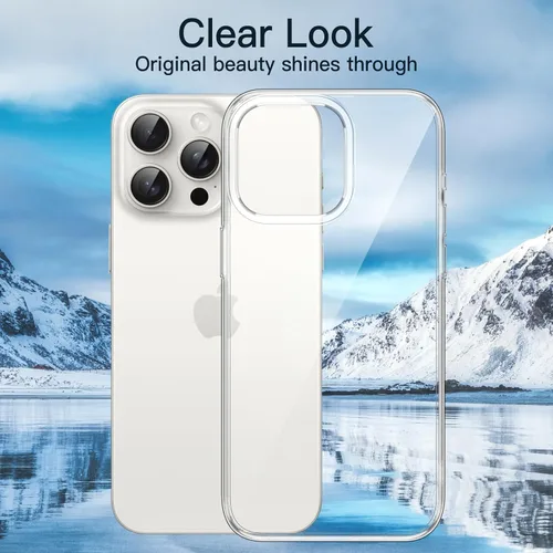 Vista 3 de JETech Funda para iPhone 15 Pro Max de 6.7 pulgadas, TPU suave transparente delgada funda protectora con absorción de golpes, soporta carga
