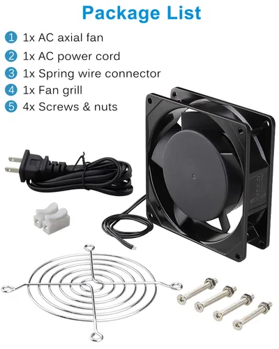 Vista 7 de GDSTIME Ventilador Axial de 90mm, 110V 120V CA, 92 mm x 92 mm x 25 mm, de rodamiento de bolas doble con cable de alimentación para proyectos