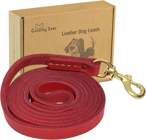Vista 8 de Guiding Star Correa de cuero para perro de 4 pies, correas para perros grandes, resistente, correa de entrenamiento de cuero suave hecha a mano