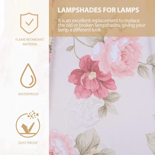 Vista 9 de DOITOOL Pantalla europea de tela con flecos, pantalla de mesa con cuentas, pantalla de luz decorativa para dormitorio y sala de estar, compatible