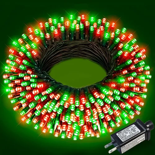 Vista 51 de Juego de 2, luces de Navidad, 200 pies, 600 LED, exterior/interior, guirnalda luces, 8 modos, impermeables, cable verde, parpadeantes, árbol, patio