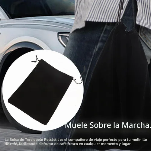 Vista 7 de Molinillo de café manual con 60 ajustes ajustables, molinillo de café portátil de mano con capacidad de 0.99 oz, molinillo de café cónico de acero