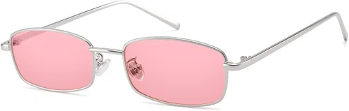 Vista 13 de Y2k - Lentes de sol rectangulares para mujer y hombre, estilo retro de los años 80 y 90 A1 dorado/gris