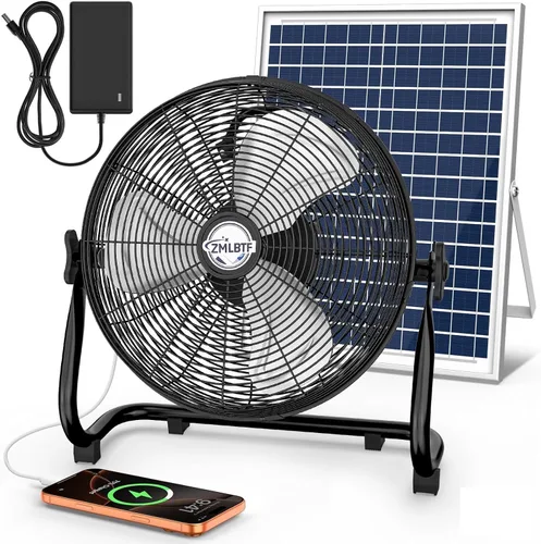 Vista 13 de Ventilador de camping solar de 16 pulgadas con panel solar Amarillo-16