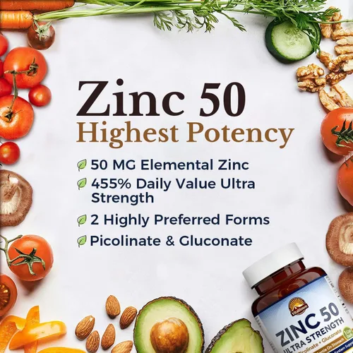 Vista 3 de Vitalitown Zinc quelatado de 50 mg, picolinato de zinc y gluconato, 60 cápsulas vegetales, bien absorbido, sistema inmunológico, piel y desarrollo