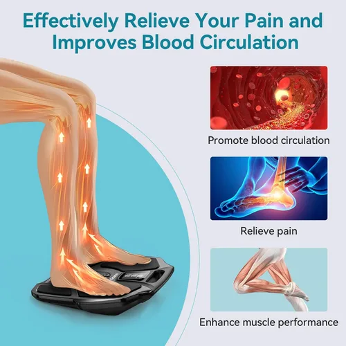 Vista 2 de NURSAL Masajeador de pies EMS para neuropatía, estimulador muscular eléctrico para circulación de pies y piernas, unidad TENS para pies con 6