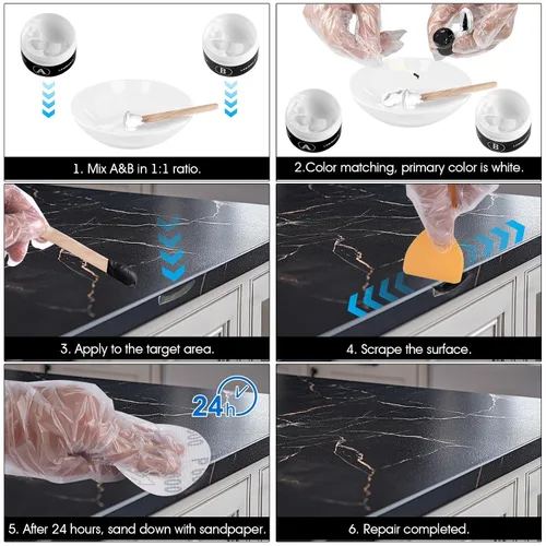 Vista 5 de LANBOKIT Kit de Reparación de Bañeras de Azulejos y Fibra de Vidrio (Coincidencia de Color), Kit de Reparación de Fregadero de Porcelana, Kit