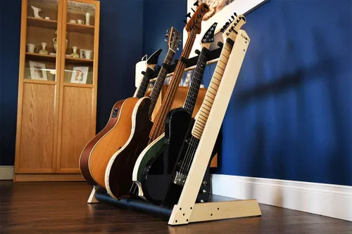 Vista 8 de GR-2 - Soporte y soporte personalizable para guitarras y estuches (5 vías), color abedul