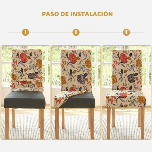 Vista 6 de Secgo - Juego de 2 fundas para sillas de comedor, funda elástica para sillas de comedor, fundas lavables de elastano para sillas de cocina Parsons