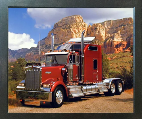 Vista 3 de Póster decorativo de pared de transporte de camiones de Kenworth granate (16 x 20 pulgadas)