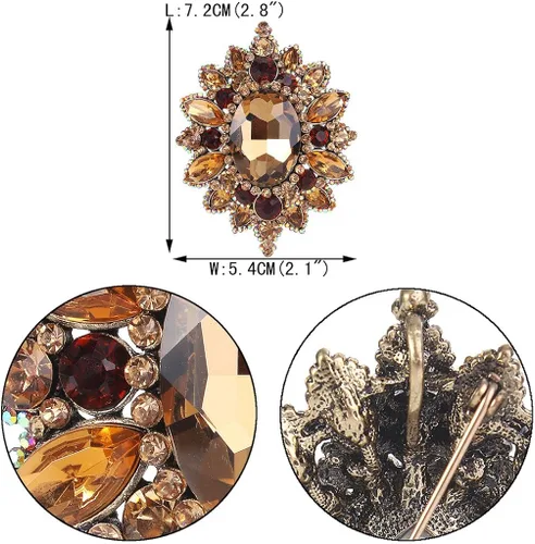 Vista 4 de EVER FAITH Broche elegante de girasol con diamantes de imitación para mujer