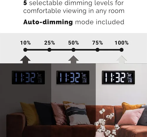Vista 2 de AcuRite 75159M 14.5" Reloj LED digital grande Blanco Pulgada 14.5 pulgadas / blanco