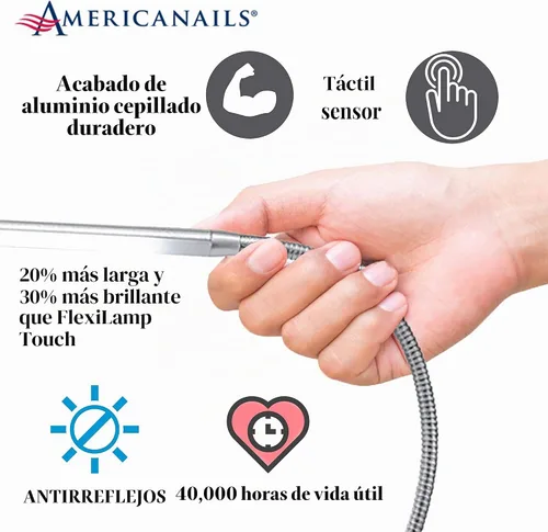 Vista 5 de Americanails FlexiLamp Touch XL - Lámpara LED de escritorio de mesa, abrazadera extraíble, iluminación ajustable para estaciones de uñas, luz