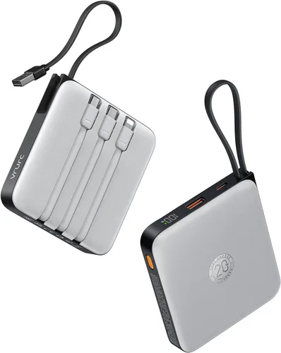 Vista 8 de VRURC Cargador portátil con 4 cables incorporados, paquete de batería de 20000mAh Cargador portátil PD 20W de carga rápida, banco de energía