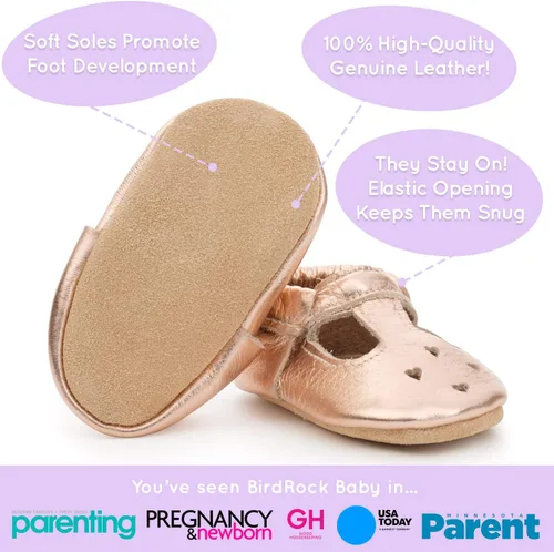 Vista 2 de BirdRock Baby Mary Jane - Mocasines para bebé de piel auténtica con suela suave para recién nacidos, bebés, infantes y niños pequeños.