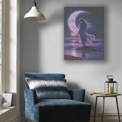Vista 6 de CoHraeu Kits de arte de diamantes de luna para adultos, principiantes y niños, kits de pintura de diamantes con gemas de cristal, decoración