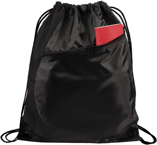 Vista 4 de Mochila personalizada con cordón con monograma con bolsa de cincha de texto personalizado con diseño impreso personalizable, NegroNegro
