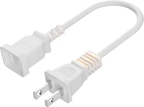 Vista 6 de BolAAzuL - Cable de extensión de alimentación blanco de 2 clavijas de 1 pie, cable de extensión de alimentación de dos clavijas CA de EE. UU.