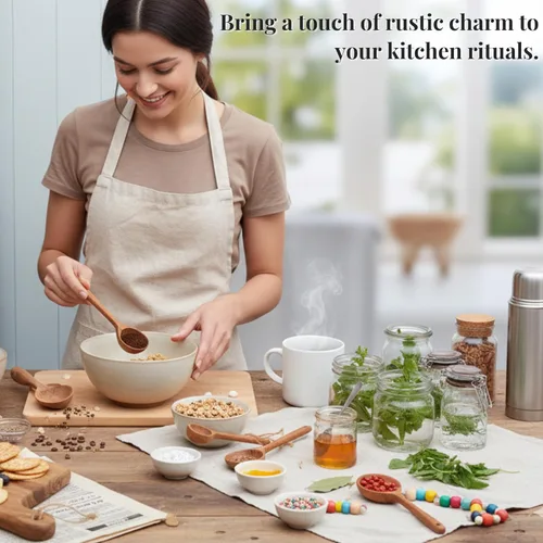 Vista 8 de Juego de cubiertos de madera de 4 piezas – Cucharas de madera para cubiertos de cocina de madera maciza natural – Cuchara ligera y duradera