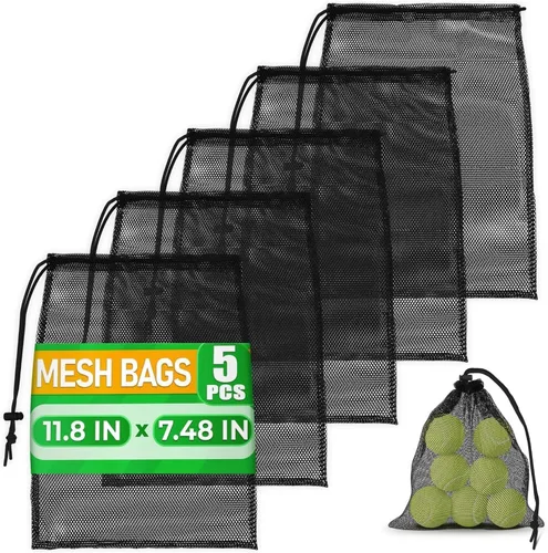 Vista 13 de 10 piezas de bolsas pequeñas de malla – Bolsas de nylon de malla con cordón de 11.8x7.48" – Ligeras, transpirables, reutilizables