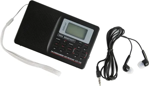 Vista 6 de Radio AM FM, radio digital portátil FM AM SW receptor de sintonización digital de banda completa con reloj despertador, mini radio de bolsillo