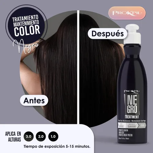Vista 3 de Prokpil Negro Especial Tratamiento de Color Matizante Matizador para Rubio, Canoso o Negro Matiz negro para cabello gris, rubio o negro natural