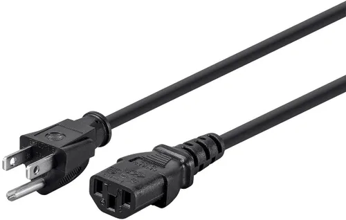 Vista 20 de Monoprice Cable de alimentación NEMA 5-15P a IEC 60320 C13, 18AWG, 10A/1250W, 125V, 3 clavijas, 1 pie, negro, paquete de 6