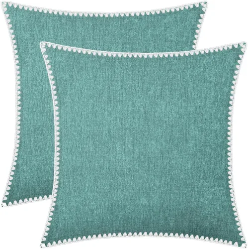 Vista 11 de BRAWARM Fundas de almohada 40x40 cm - Paquete de 2 fundas de almohada de chenilla negra, fundas de almohada de chenilla suave teñida sólida