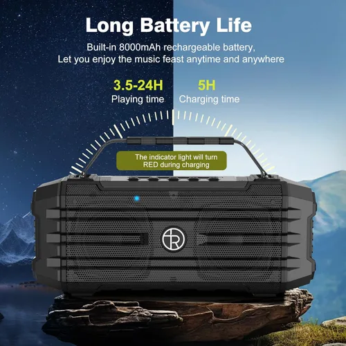 Vista 5 de Altavoz Bluetooth de 120W Pico 80W Portátil Inalámbrico Hi-Fi Fuerte para Exteriores IPX6 Impermeable Altavoces Grandes para Fiestas con Graves