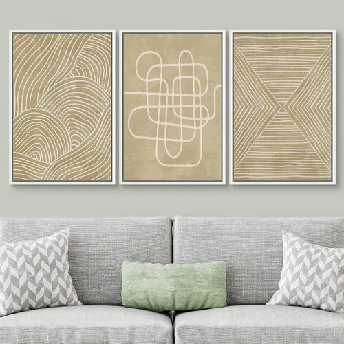 Vista 55 de SIGNWIN Lienzo enmarcado para pared, juego de arte neutro de bosque brumoso, ilustraciones en tono tierra, arte moderno, decorativo, bohemio