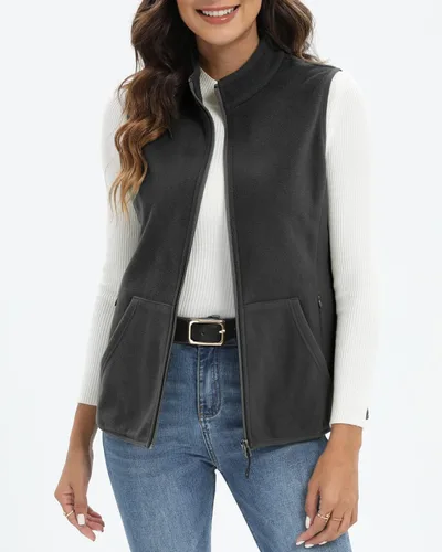Vista 4 de Xeoxarel Chaleco de forro polar para mujer con 6 bolsillos (XS-2XL)