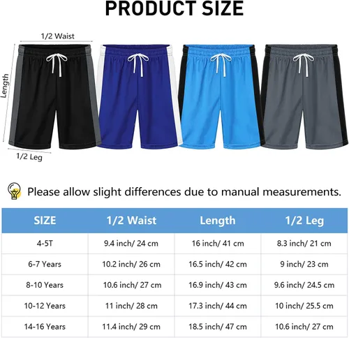 Vista 2 de Resinta 4 Pack Boys' Athletic Running Shorts Quick-Dry Sports Shorts Active Mesh Shorts for Workout Training Gym
