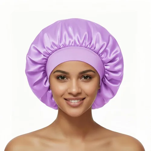 Vista 9 de Silk Bonnet for Women Curly Hair, Large Satin Bonnet Sleeping Cap for Men Negro