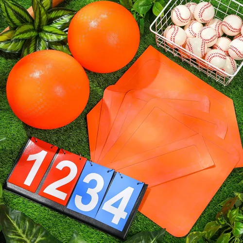 Vista 3 de Jenaai El juego de 9 piezas de kickball deportivo incluye 2 piezas de Kickball, 5 bases de marcador y bomba de baloncesto, fútbol, béisbol, tenis