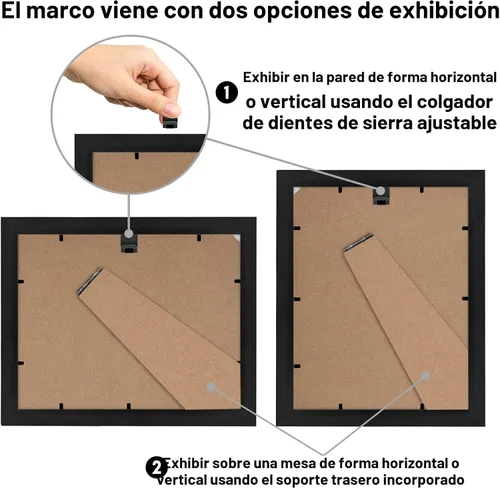 Vista 5 de Americanflat - Marco de diploma de 8.5 x 11 pulgadas con vidrio resistente a las roturas - Marcos de documentos con madera de ingeniería - Colección