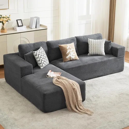 Vista 18 de Sofá modular Cloud de 106 pulgadas con diván en forma de L, moderno sofá modular sin hueso con asiento profundo, sofás tapizados para sala de estar