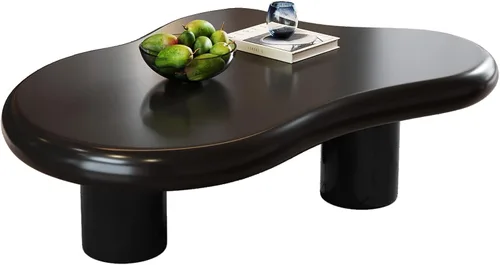 Vista 9 de HOTICKME - Mesa auxiliar Cloud para sala de estar, mesa auxiliar negra de 46.06 pulgadas con 3 patas, mesa auxiliar de estilo simple