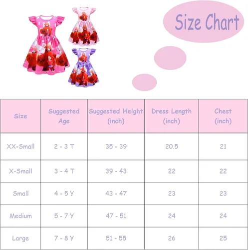 Vista 4 de Wekoyaee Vestidos casuales de verano para niñas, trajes lindos de princesa de dibujos animados