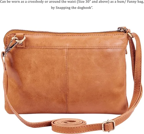 Vista 5 de Wise Owl Accessories Bolso bandolera pequeño de cuero real para mujer, bolso cruzado de moda