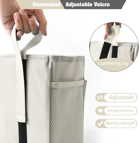 Vista 4 de Bseash Organizador de litera, organizador de cama colgante para mesita de noche, bolsa de almacenamiento con 4 bolsillos y 2 ganchos