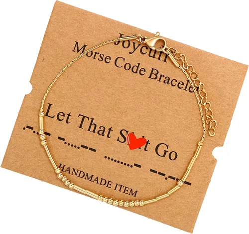 Vista 21 de JoycuFF Pulseras inspiradoras de código morse para mujeres, cuentas de plata, joyería con mantra de motivación, regalos para ella
