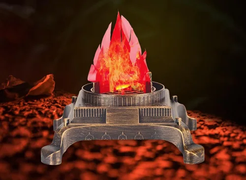 Vista 34 de Farol de chimenea pequeño y acogedor tradicional realista con efecto de llama de leña, luz LED, estilo carbón, lámpara de mesa