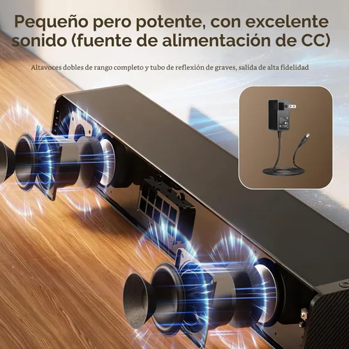 Vista 2 de Barra de sonido, BESTISAN Barra de sonido de 50 vatios con HDMI, óptico, AUX, USB, salida de subgraves y conexión Bluetooth, DSP, bajo ajustable, 16